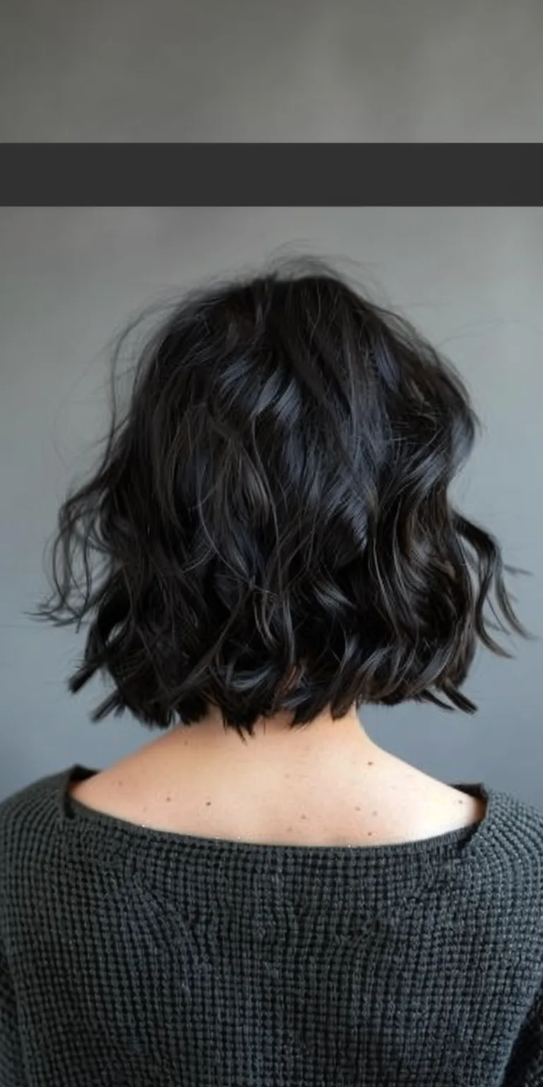 wavy bob Asymmetric cut, Digital perm, Bob Layered hair, Short brush cut