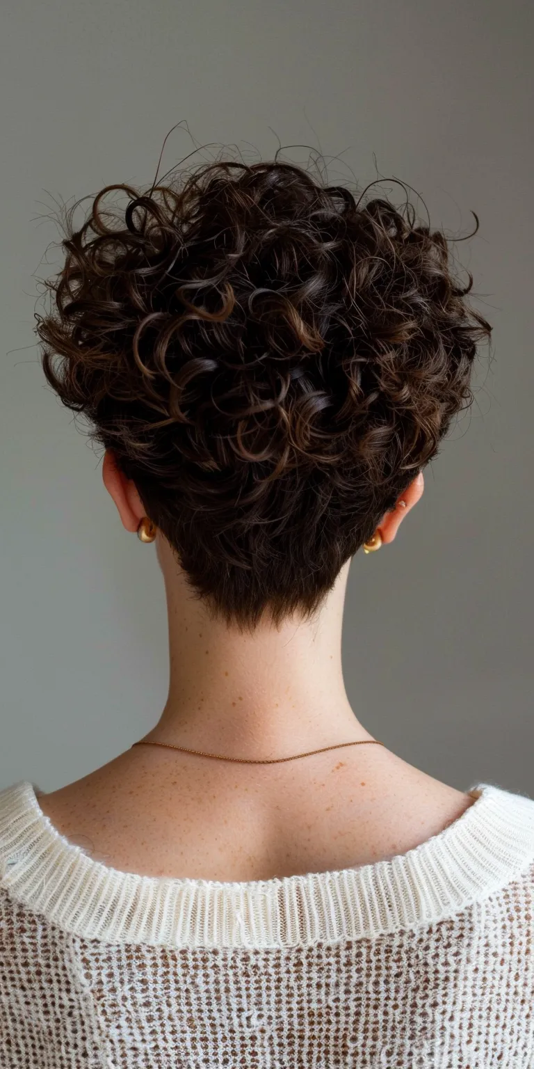 short curly hairstyles for women Asymmetric cut, Digital perm, Short brush Updo, Pixie cut