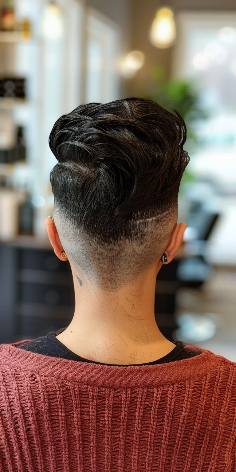 skin fade haircuts Pompadour, Asymmetric cut, Short brush Professional Mohawk