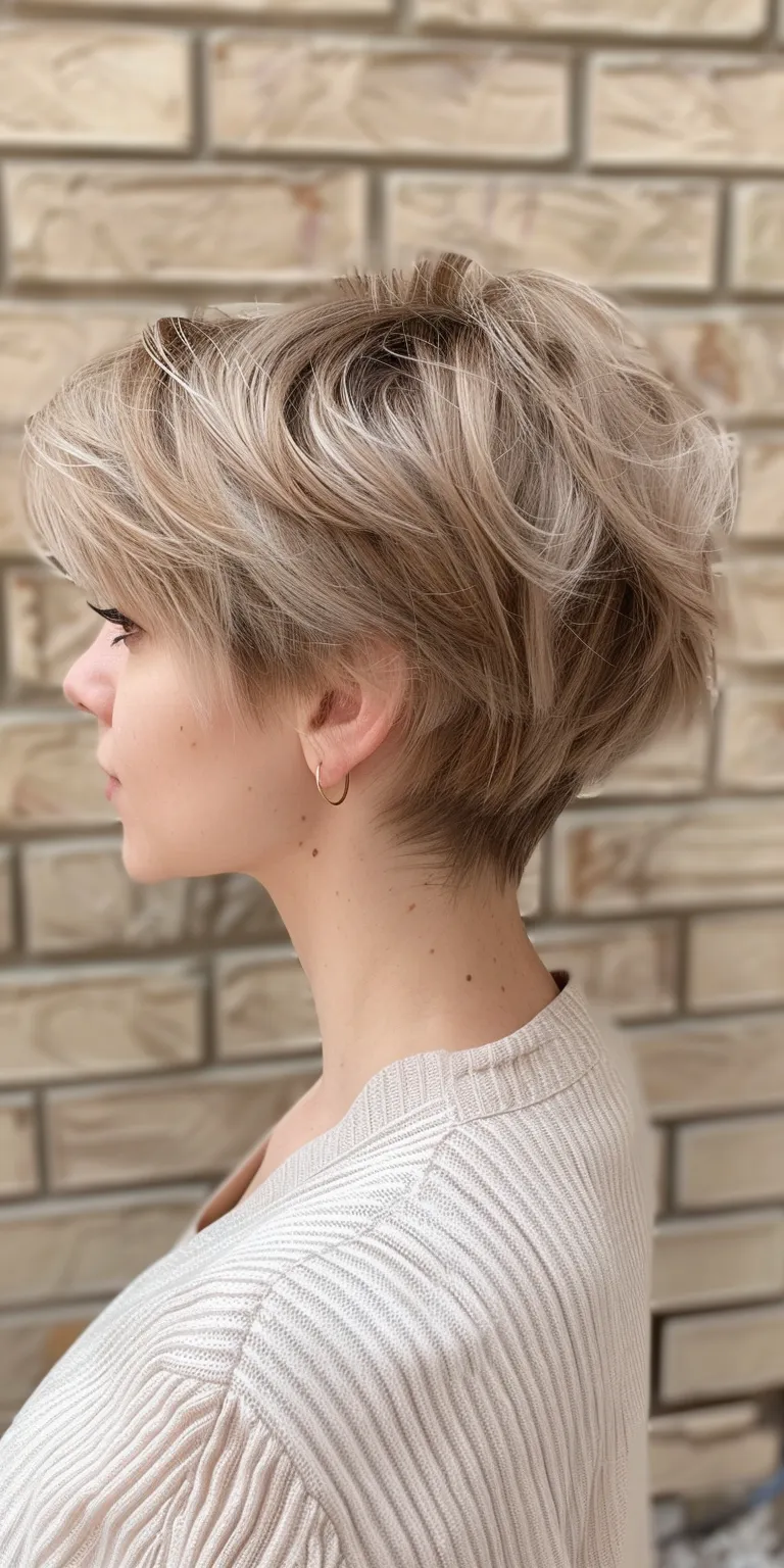 aesthetic hairstyles Asymmetric cut, Pixie Short brush Layered hair, Japanese women's