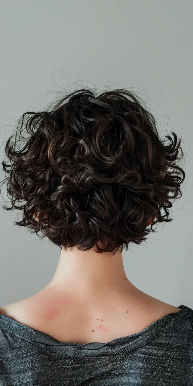 short curly hair styles Digital perm, Asymmetric cut, Ringlets, Curly hair, Layered