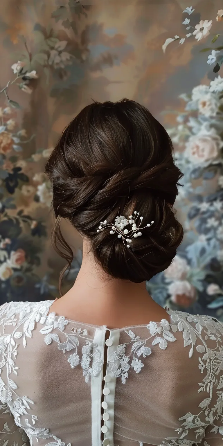 hair bun styles Updo, Chignon, French twist, Milkmaid braid, Waterfall braids