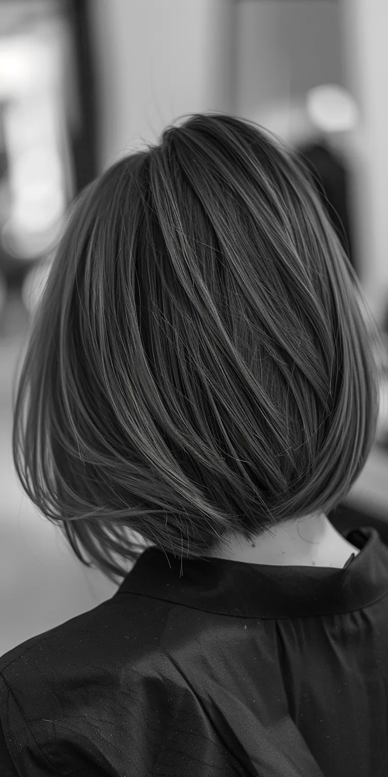 medium haircuts for women Asymmetric cut, Bob Layered hair, Chignon, Short brush cut