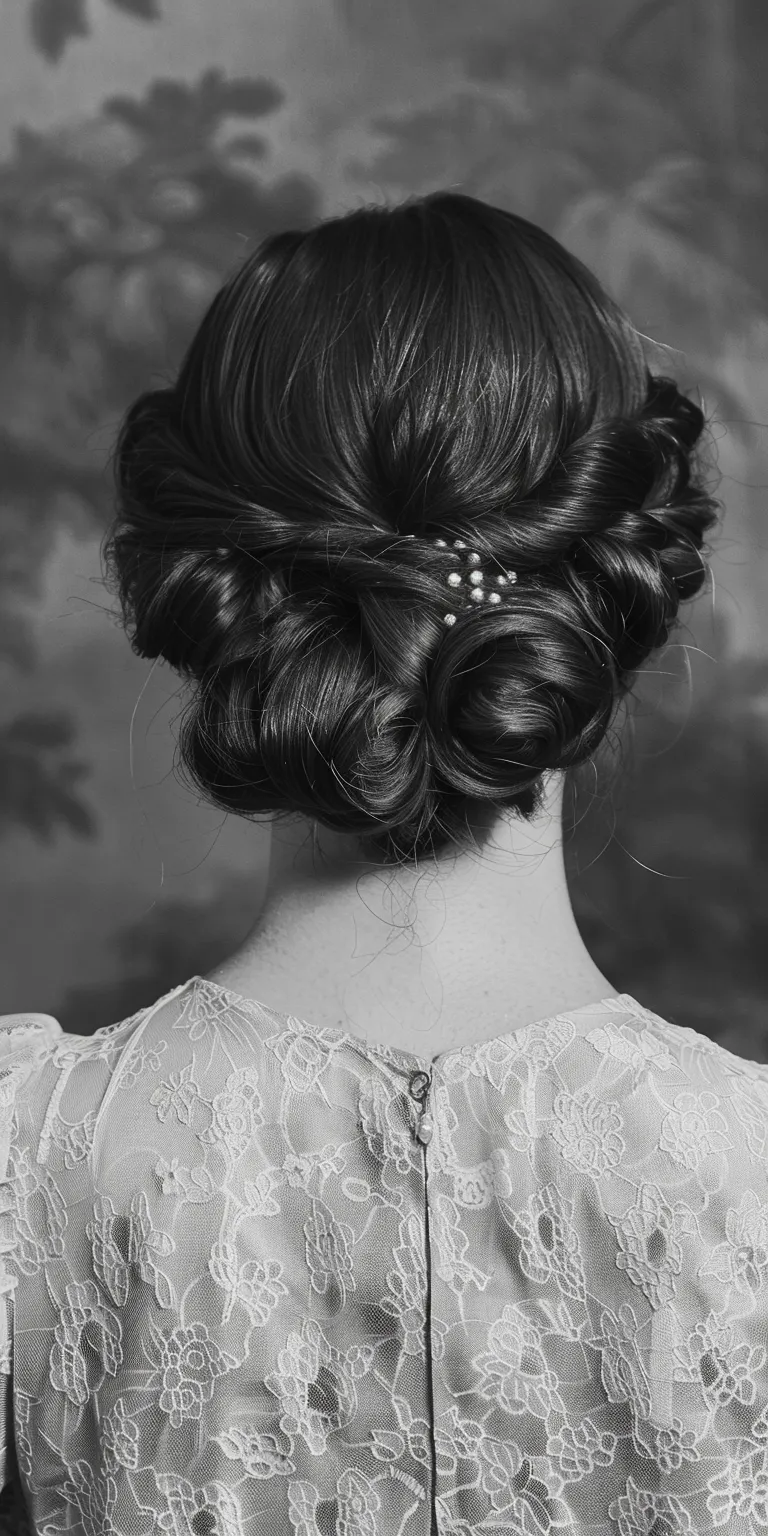 1920s hairstyles for long hair Milkmaid braid, Updo, Historical Christian hairstyles, Chignon, French braid