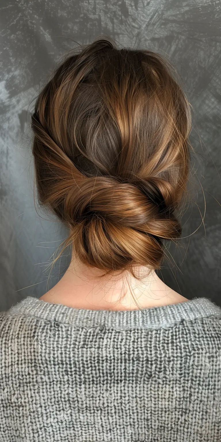 womens hair styles Chignon, Updo, French twist, braid, Milkmaid braid