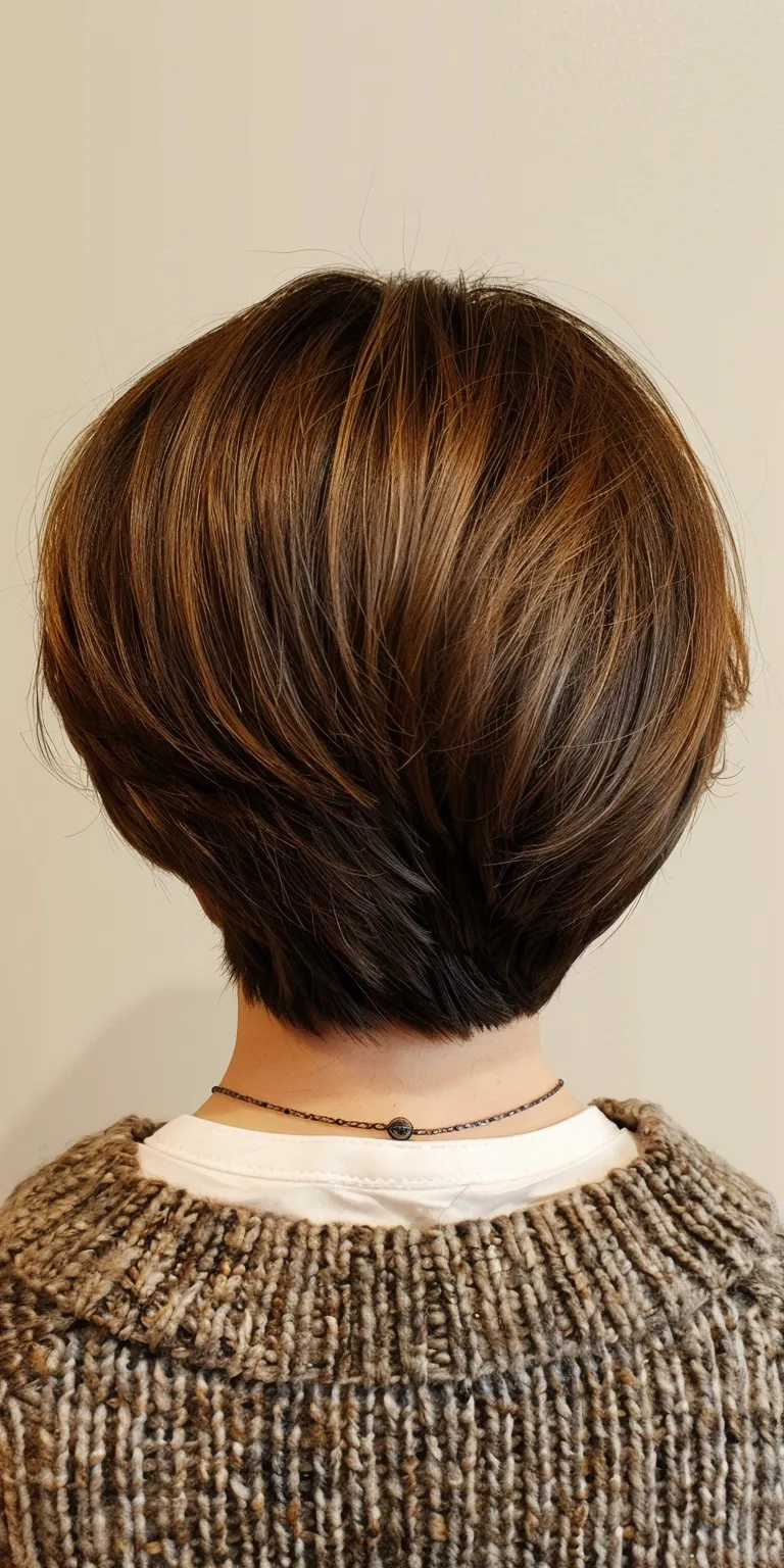 short layered bob hairstyles Asymmetric cut, Japanese women's hairstyles, Short brush Tonsure, Bob cut