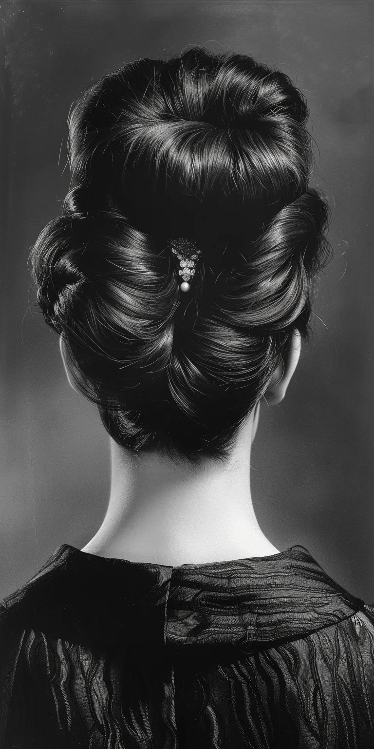 1960 hairstyles Chignon, Updo, Japanese women's hairstyles, Historical Christian French twist