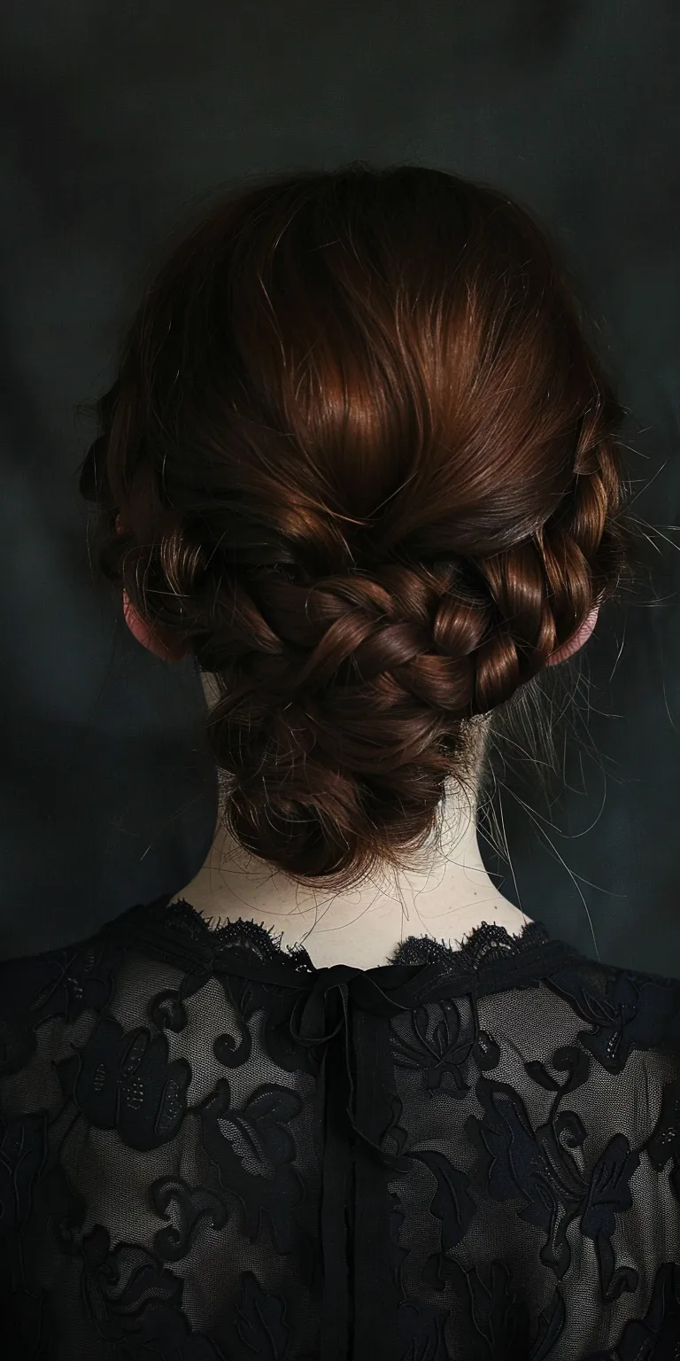 vampire hairstyles French braid, Milkmaid Updo, Chignon, twist