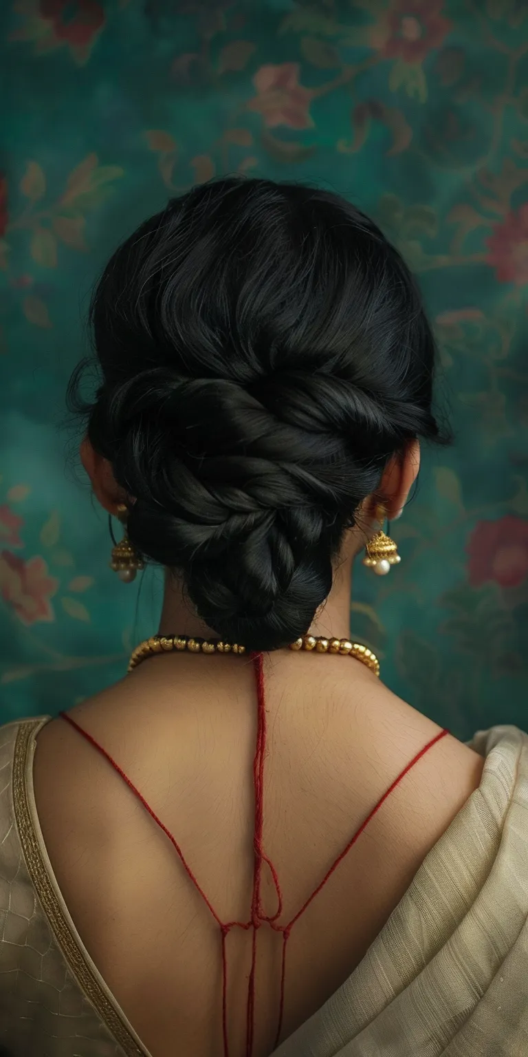 gentleman hairstyle Milkmaid braid, Updo, Braid, Japanese women's hairstyles, Chignon