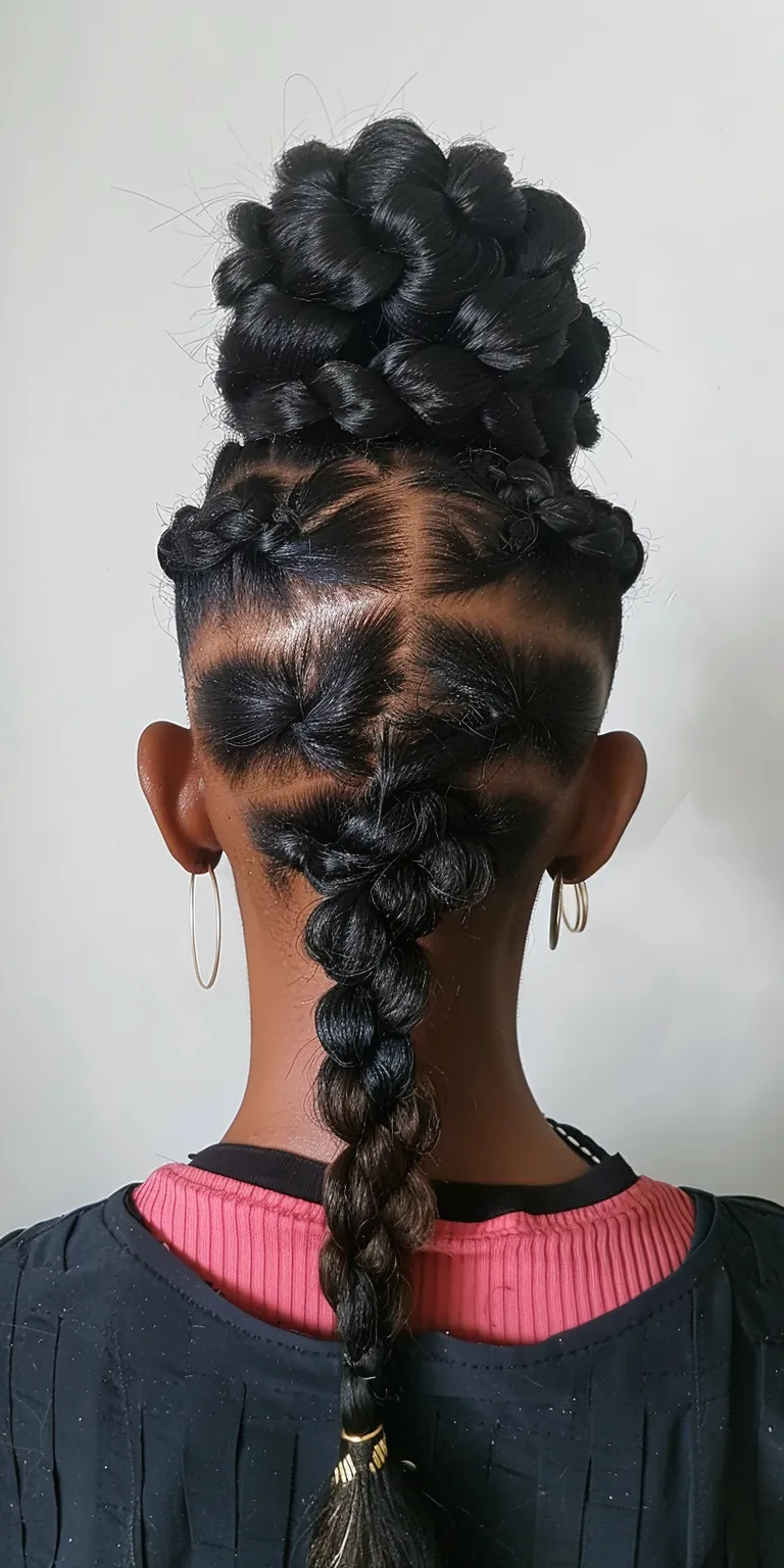 mohawk braids French twist, Waterfall braids, Updo, Milkmaid braid, Hair twists