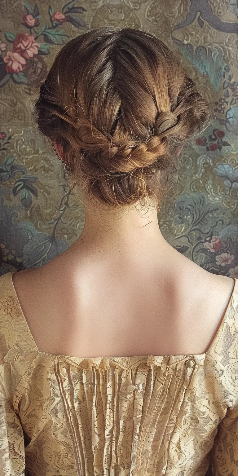 regency hairstyles Updo, Milkmaid braid, French Ballerina bun, Chignon