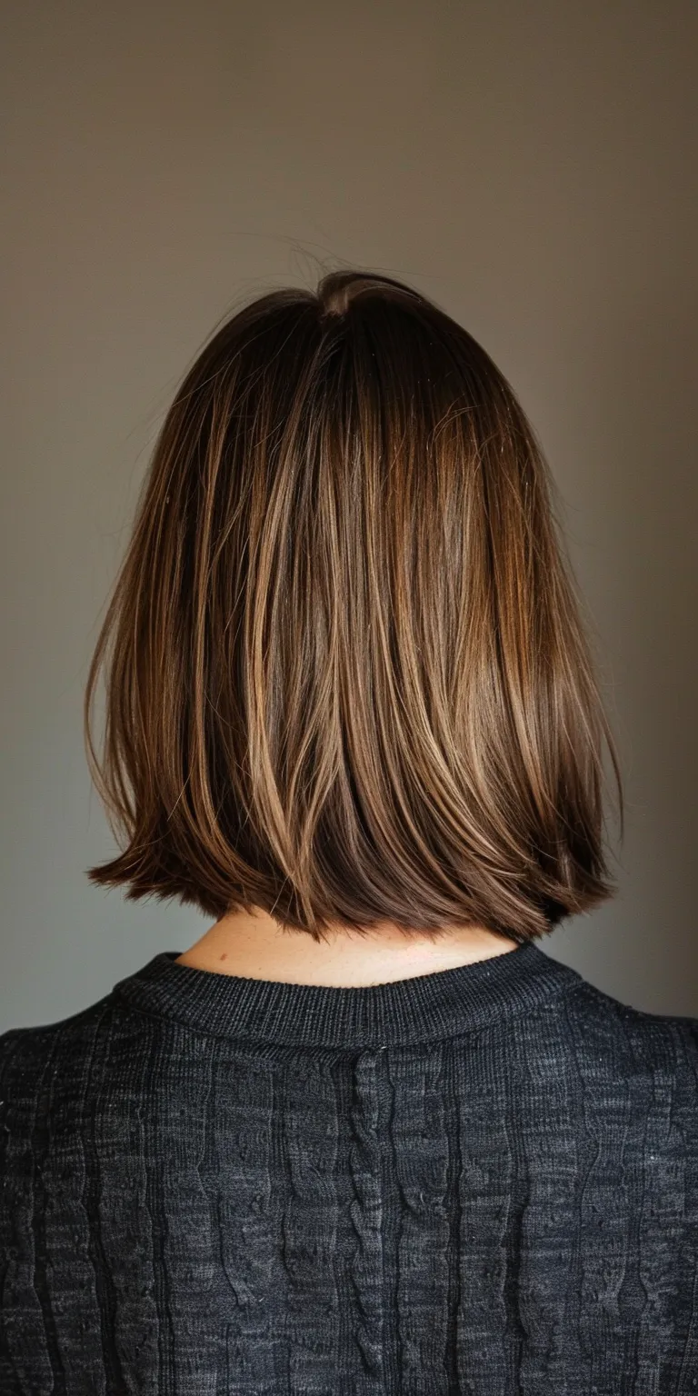 mid length hair styles Asymmetric cut, Bob Layered hair, Short brush Stacked bob