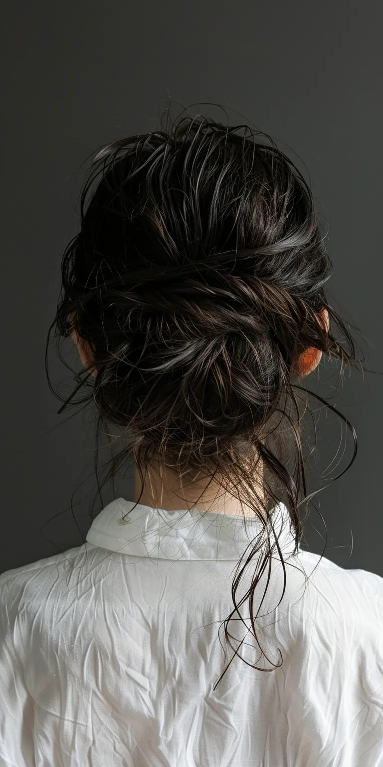 greasy hairstyles Chignon, Updo, Layered hair, French twist, Milkmaid braid