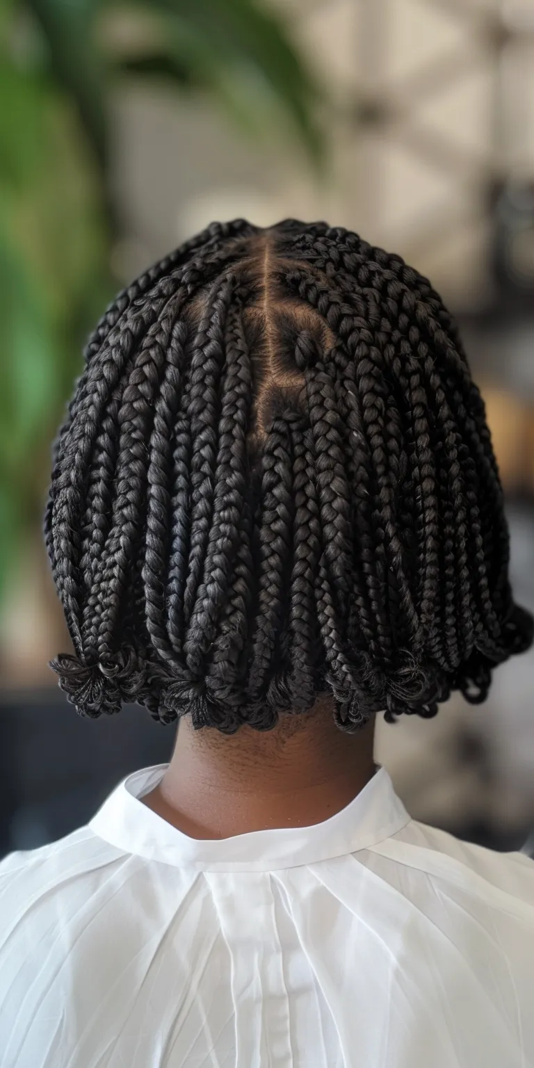 short box braids Hair twists, Waterfall braids, Crochet Stacked bob, French twist