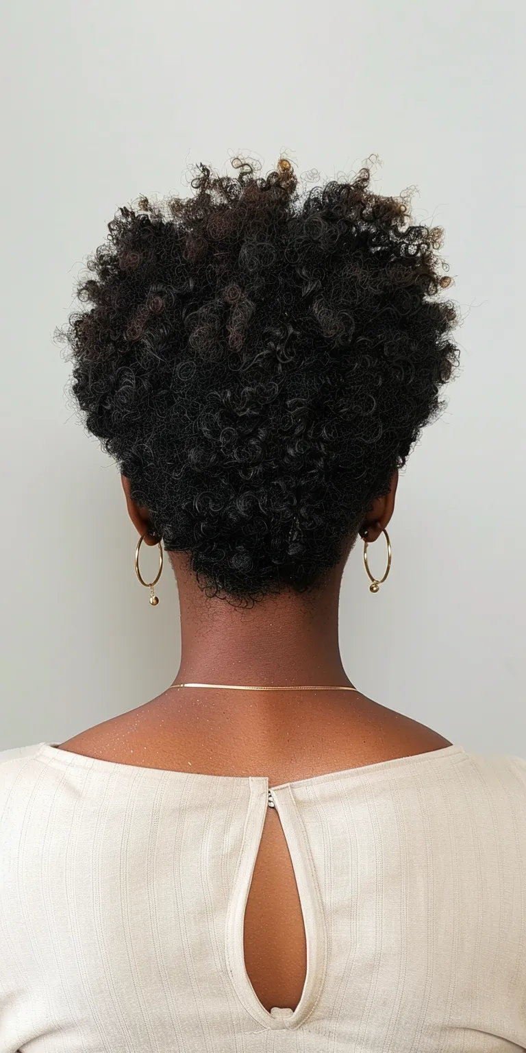 4c hairstyles Digital perm, Asymmetric cut, Short brush Afro puffs, Kinky hair