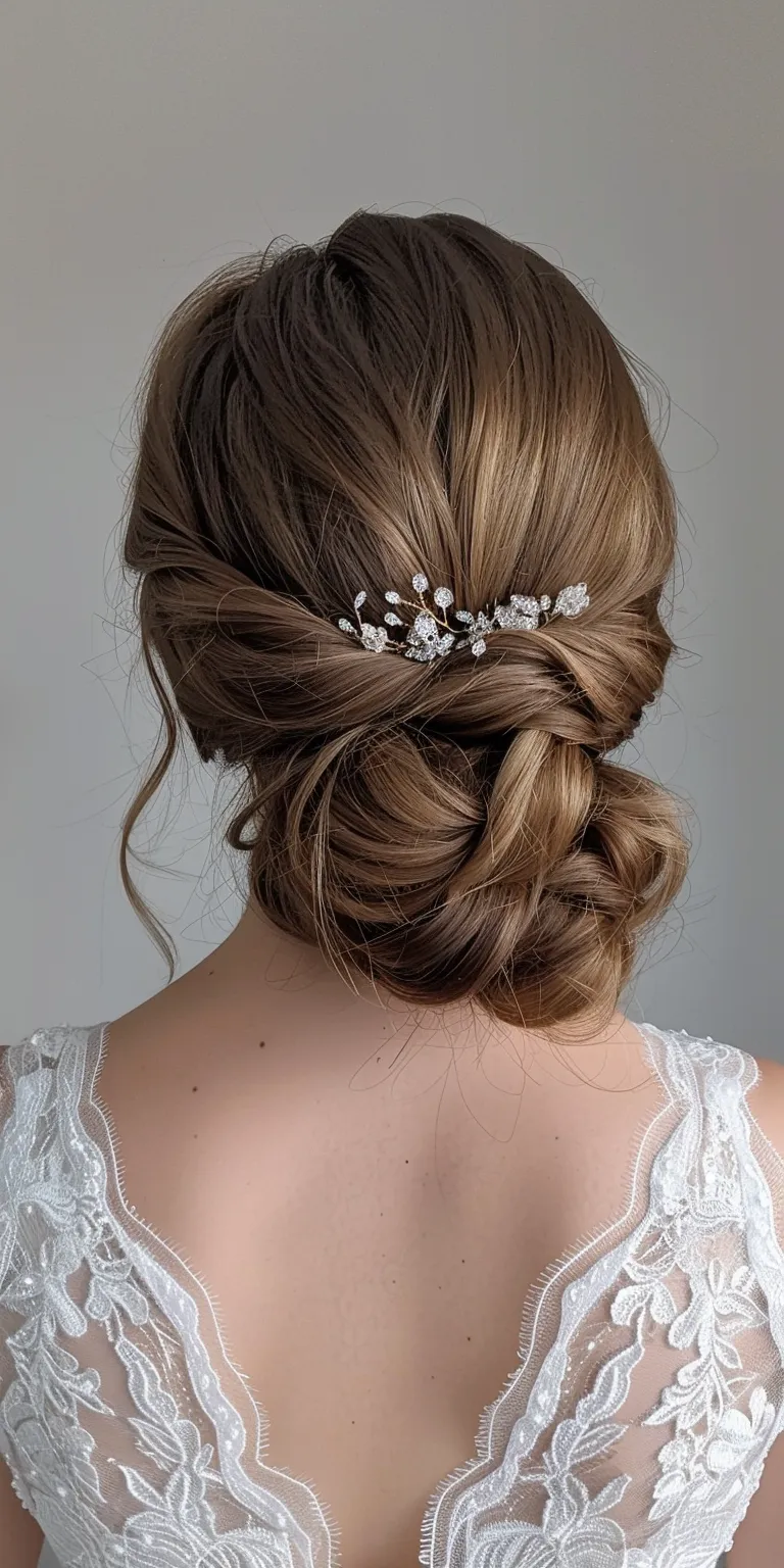 wedding hairstyles Updo, Milkmaid braid, Chignon, French twist, Waterfall braids