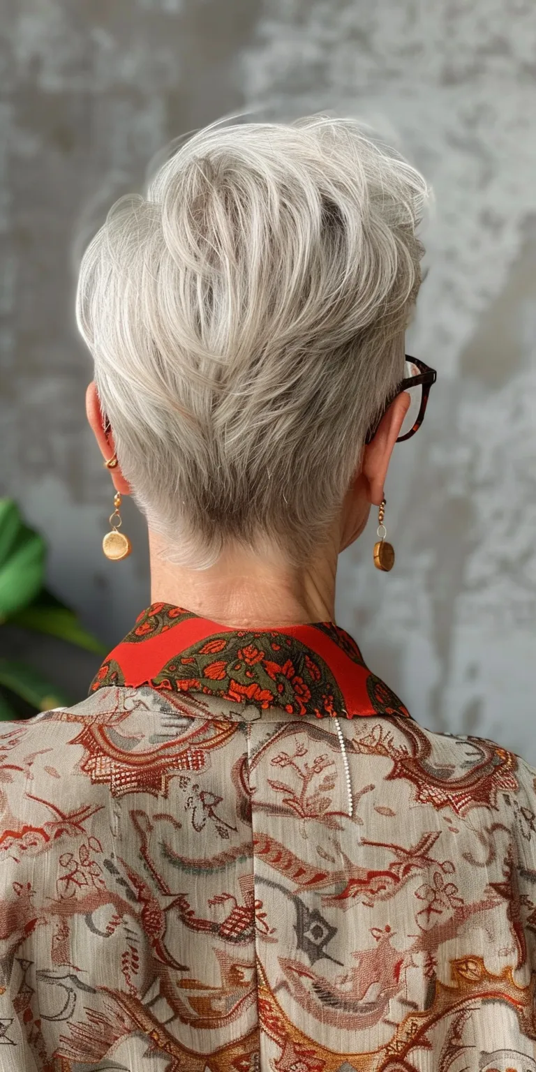 pixie cuts for women over 60 Pompadour, Updo, Short brush cut, Butterfly haircut, Feathered hair