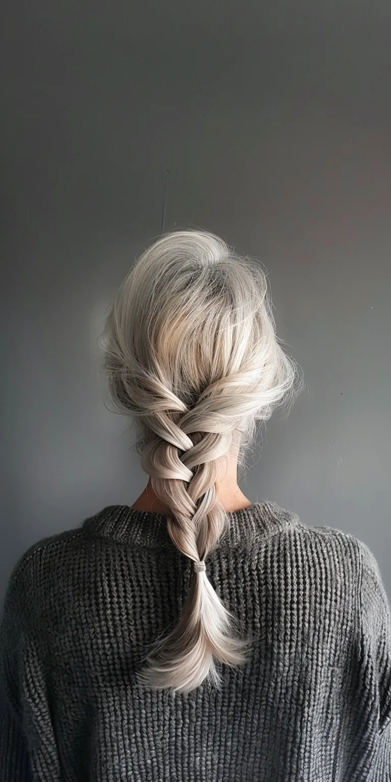 hair styles for women over 60 Waterfall braids, French twist, braid, Braid, Updo