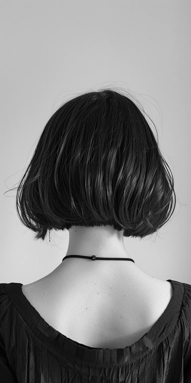 short bob with bangs Asymmetric cut, Bob Chignon, Butterfly haircut, Short brush cut