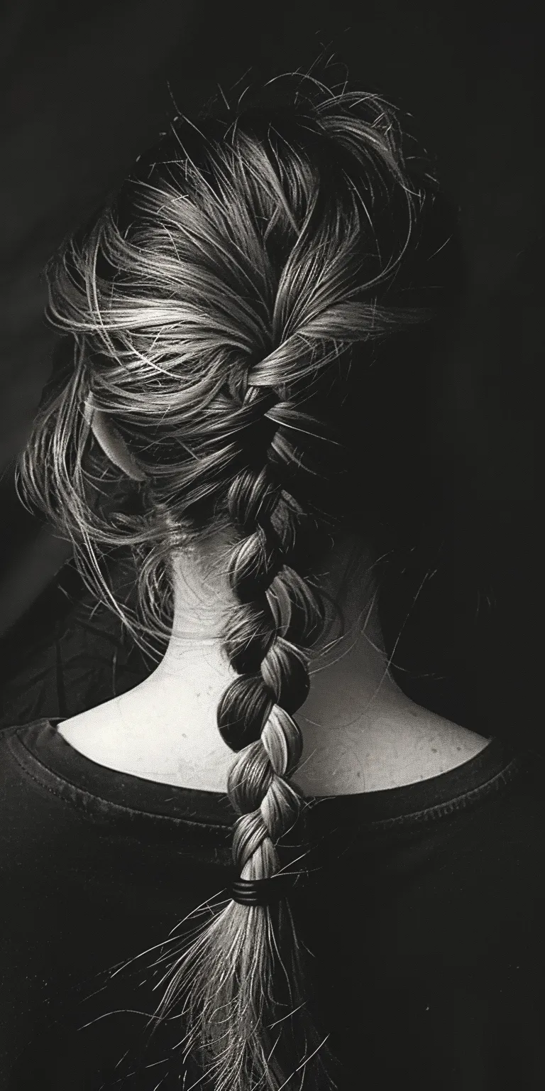 braided up ponytail French braid, Braid, Chignon, Waterfall braids, Milkmaid braid