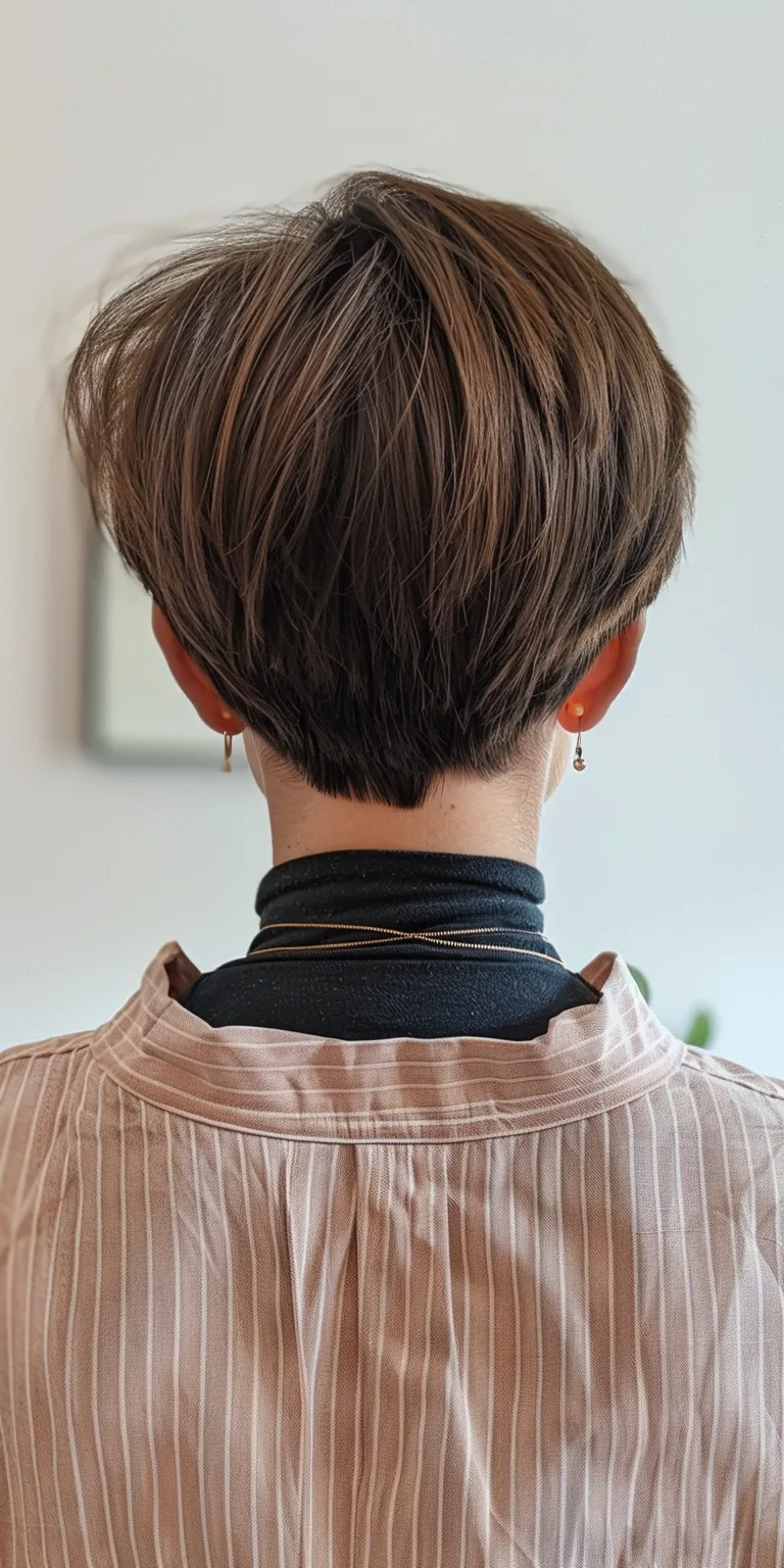 short layered hairstyles Asymmetric cut, Short brush Chignon, Pixie Butterfly haircut