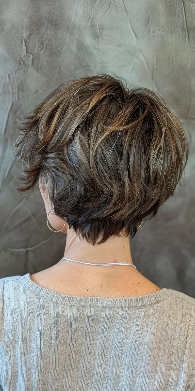 short layered haircuts Short brush cut, Asymmetric Digital perm, Pixie Professional cut