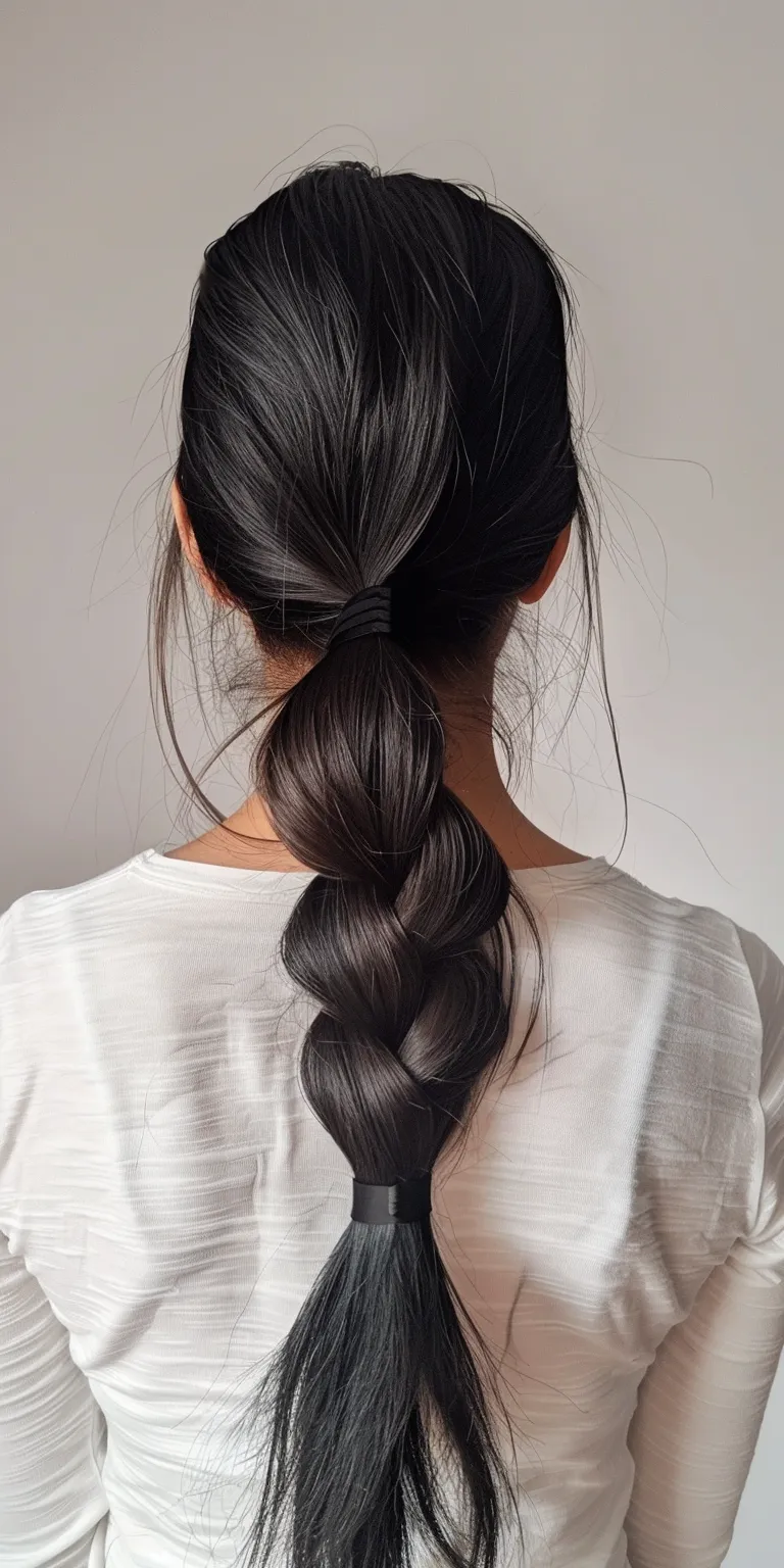 easy ponytail hairstyles French twist, braid, Waterfall braids, Braid, Japanese women's