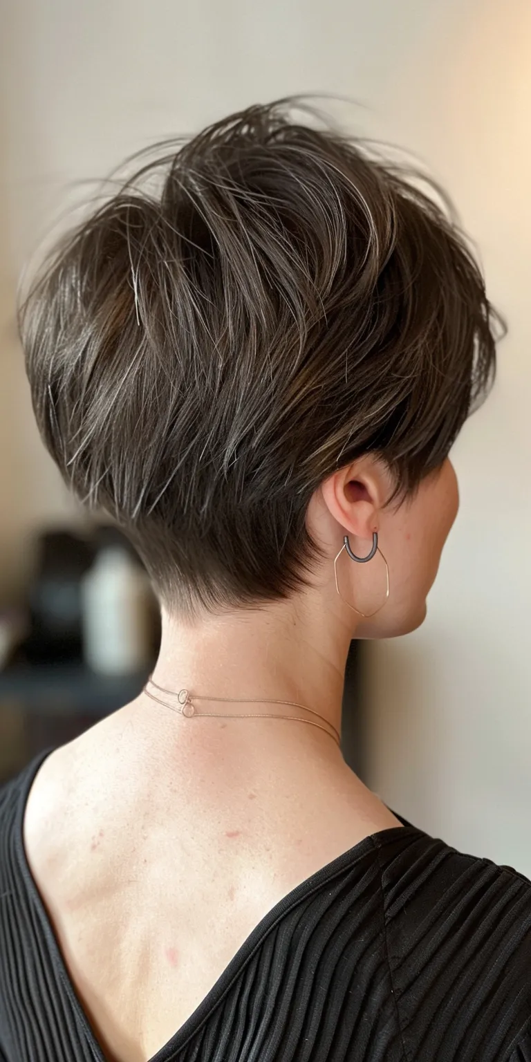 fun hairstyles Asymmetric cut, Short brush Pixie Updo, Professional cut