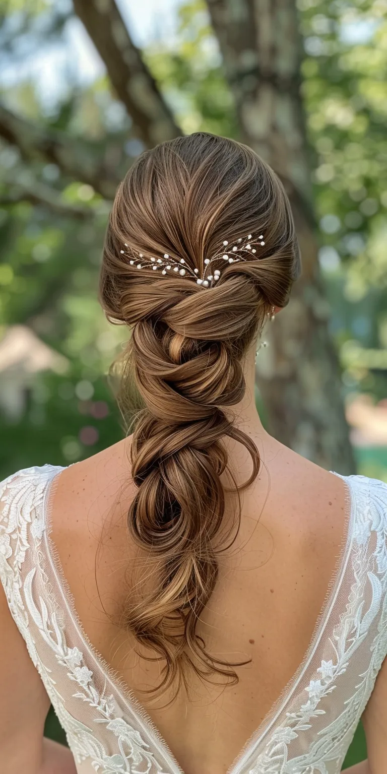 bridal hairstyles Updo, French twist, Waterfall braids, Boho Milkmaid braid