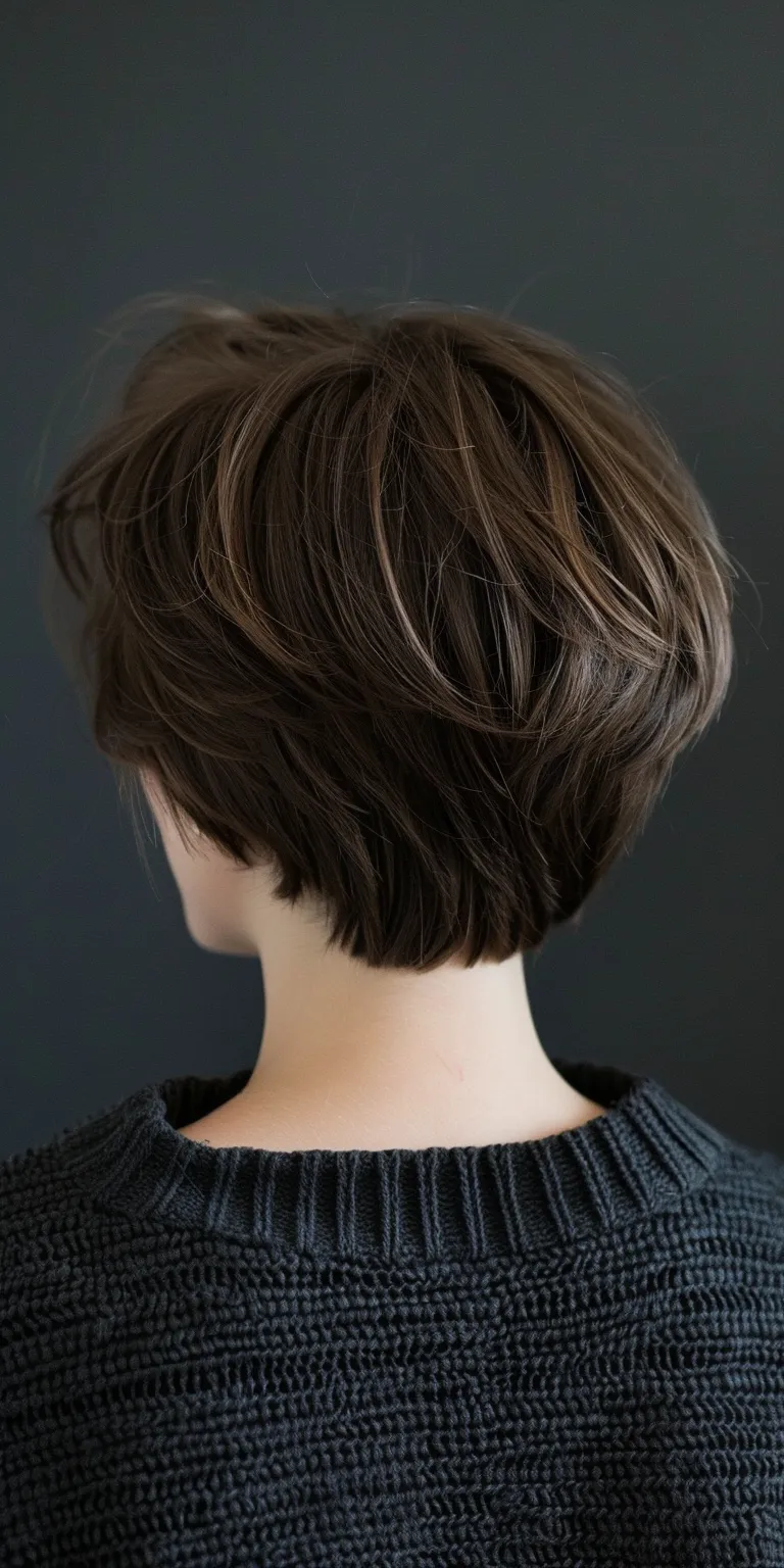 short layered hairstyles Asymmetric cut, Short brush Pixie Digital perm, Professional cut