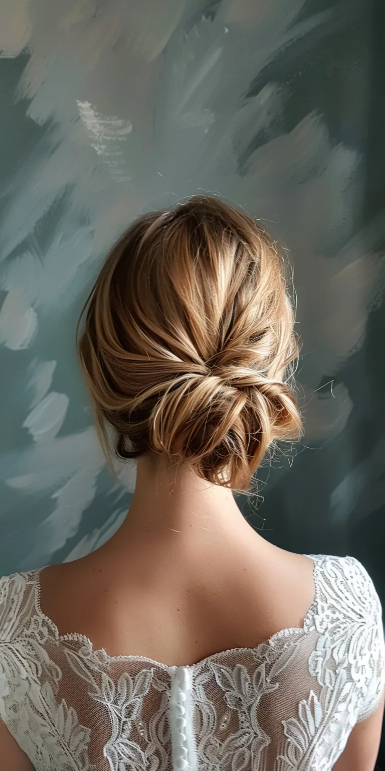 short hair wedding styles Chignon, Updo, French twist, braid, Waterfall braids