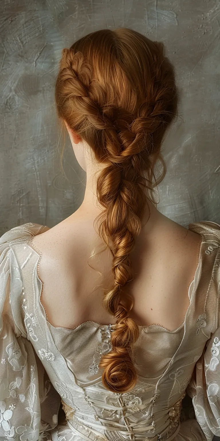 medieval hairstyles French braid, Braid, Milkmaid Historical Christian hairstyles, Waterfall braids