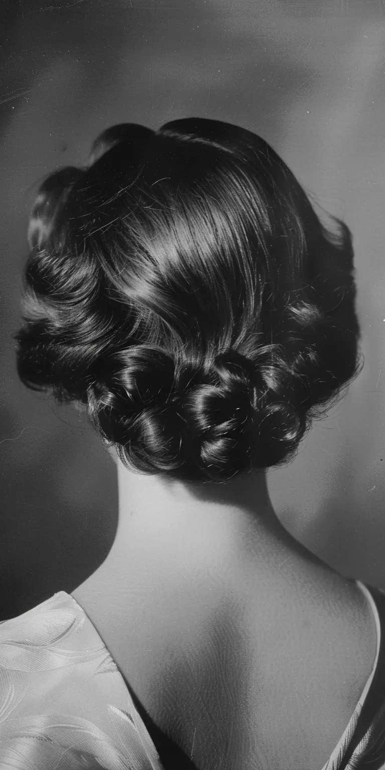 1950 hairstyles Finger wave, Chignon, Updo, Milkmaid braid, Victory rolls