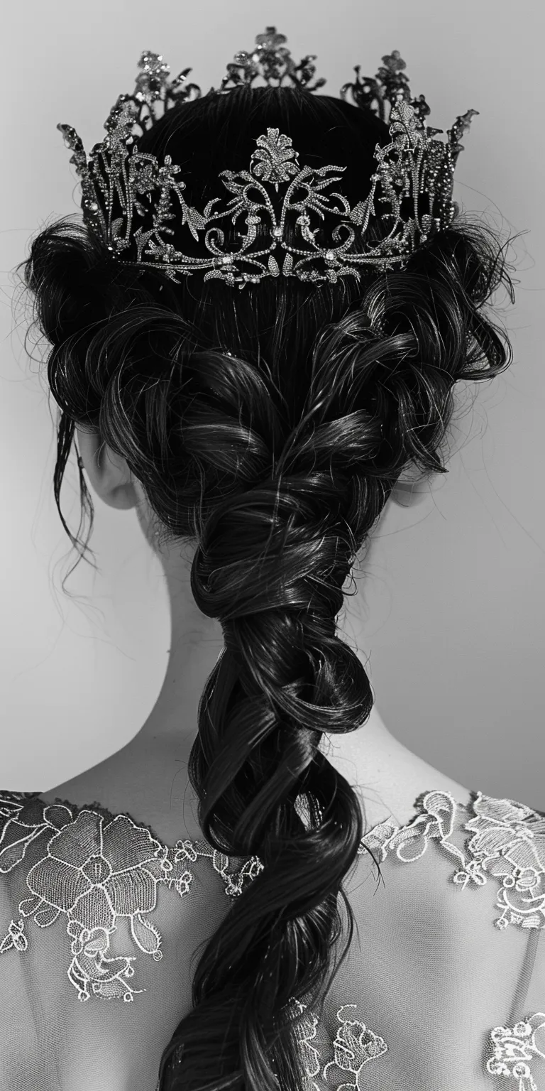 crown hairstyle Waterfall braids, French braid, Milkmaid Boho Updo