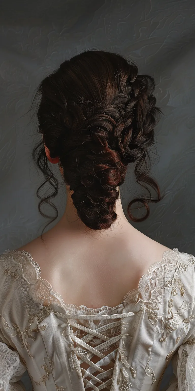 regency hairstyles French braid, Milkmaid Updo, Waterfall braids, Braid