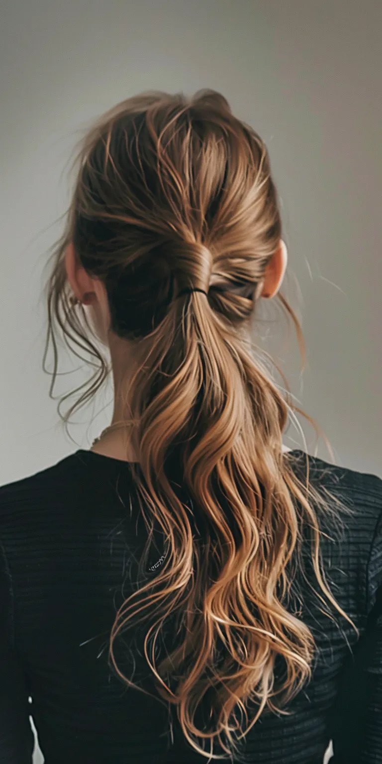 half ponytail hairstyles Updo, Chignon, Layered hair, Ponytail, French twist