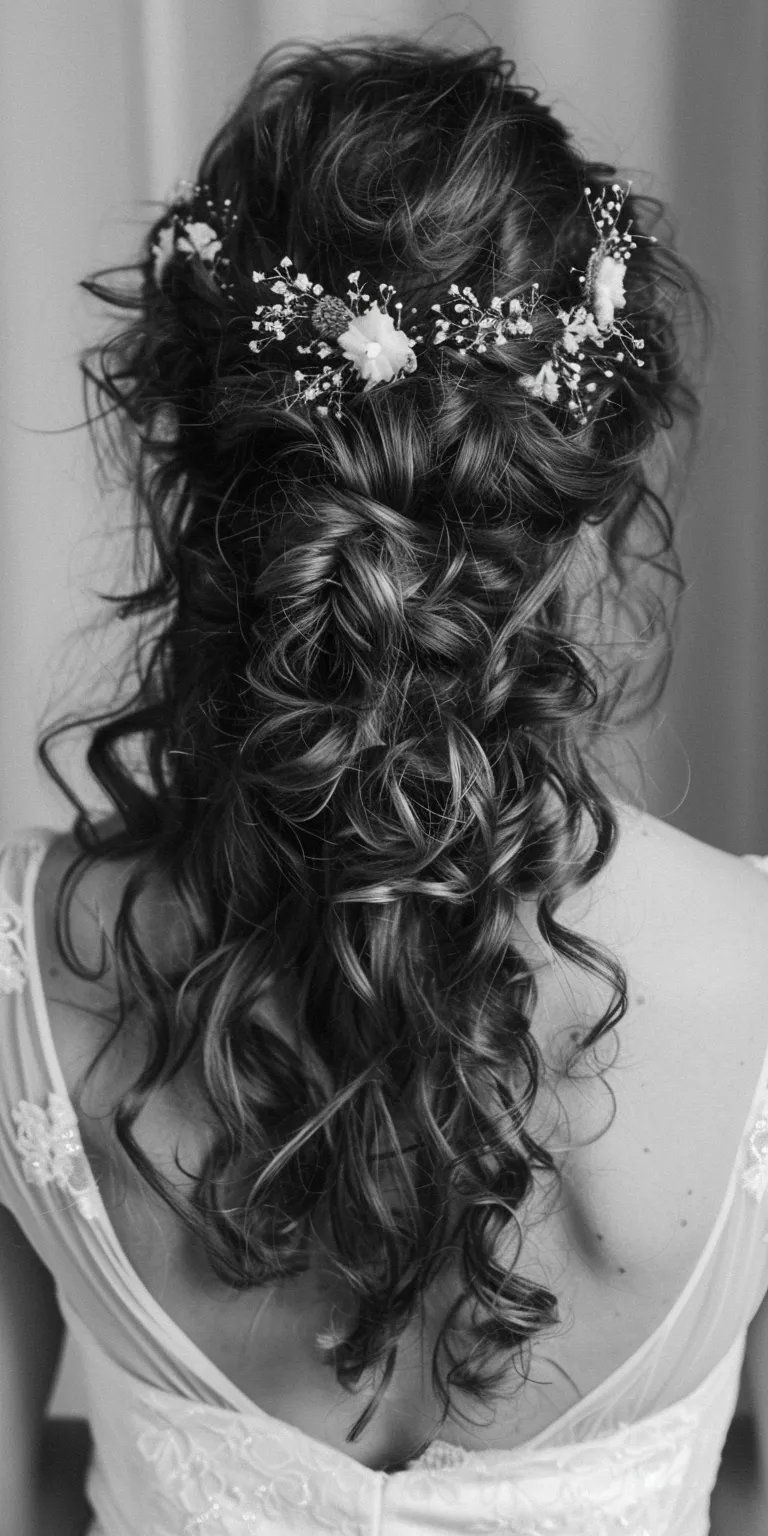 curly hairstyles for long hair Waterfall braids, Boho Updo, Milkmaid braid, Chignon