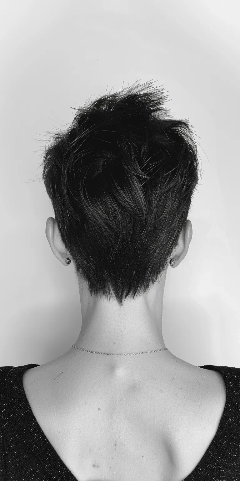 short pixie cuts Asymmetric cut, Tonsure, Short brush Pompadour, back and sides