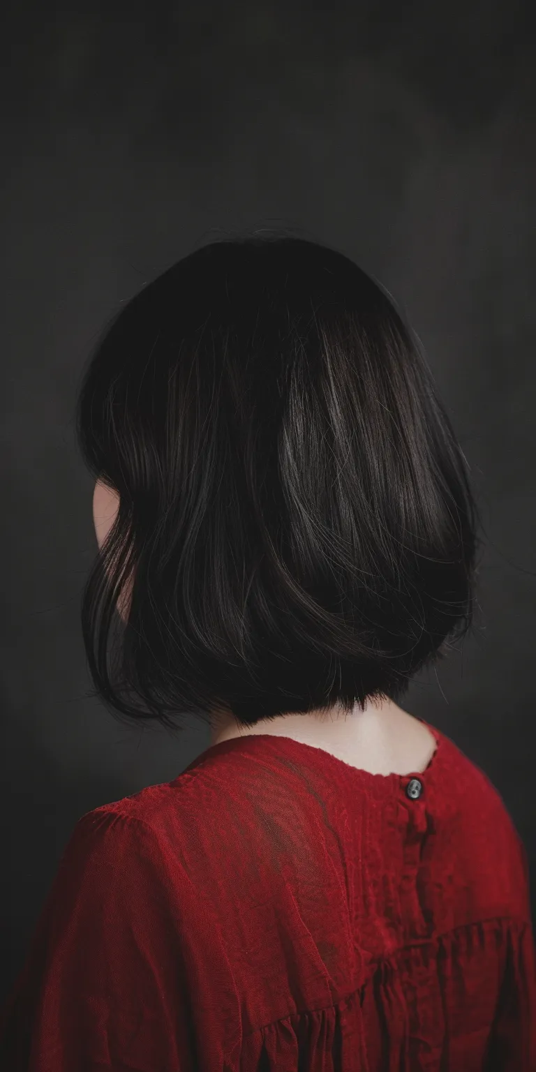 hairstyles for round faces women Asymmetric cut, Bob Japanese women's hairstyles, Short brush Layered hair