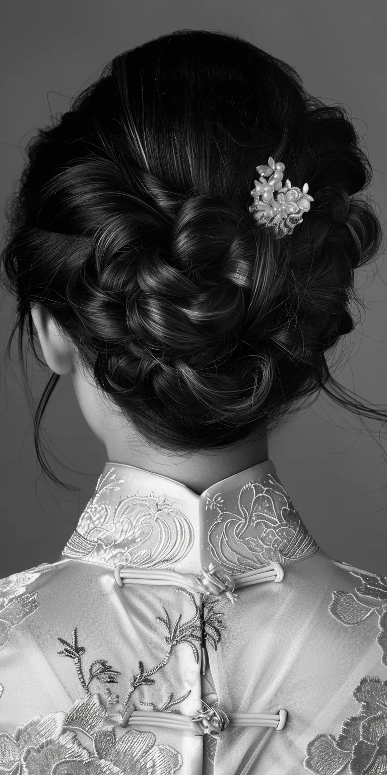 chinese hairstyle Chignon, Updo, Milkmaid braid, Japanese women's hairstyles, French twist