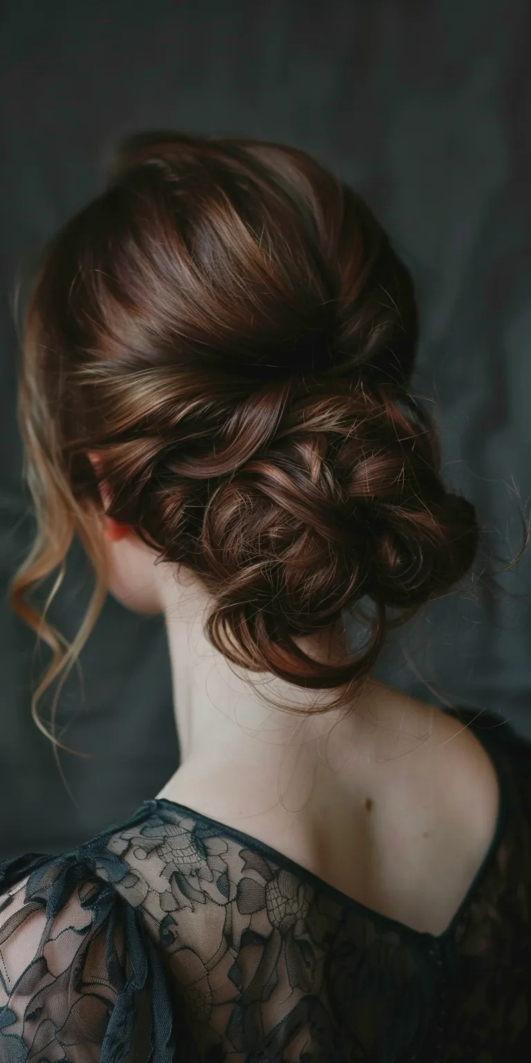 side bun hairstyle Updo, Chignon, Milkmaid braid, French twist, braid