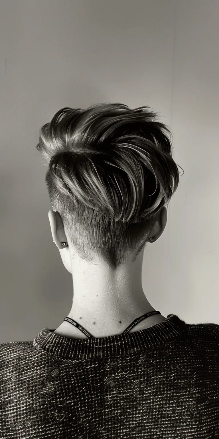 undercut hairstyle Short brush cut, Asymmetric Pompadour, back and sides, Butterfly haircut