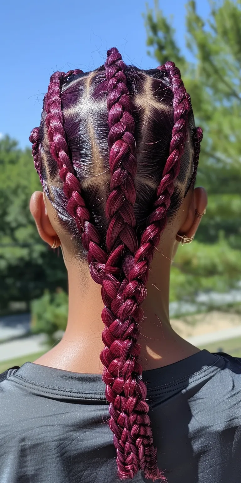 burgundy knotless braids Waterfall braids, Braid, Boho French twist, braid