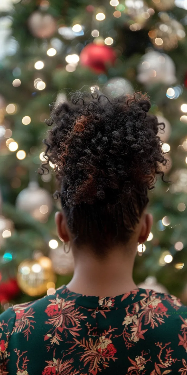 christmas hairstyles Digital perm, Afro puffs, Kinky hair, Crochet braids, Updo