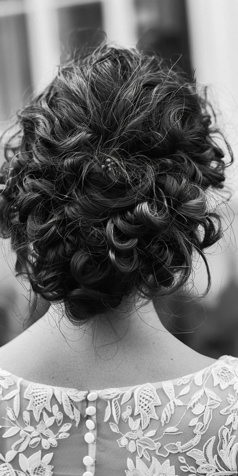 curly hair wedding styles Ringlets, Chignon, Updo, Milkmaid braid, French twist