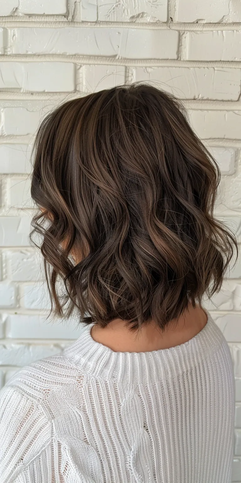 wavy lob Asymmetric cut, Layered hair, Bob Digital perm, Professional cut