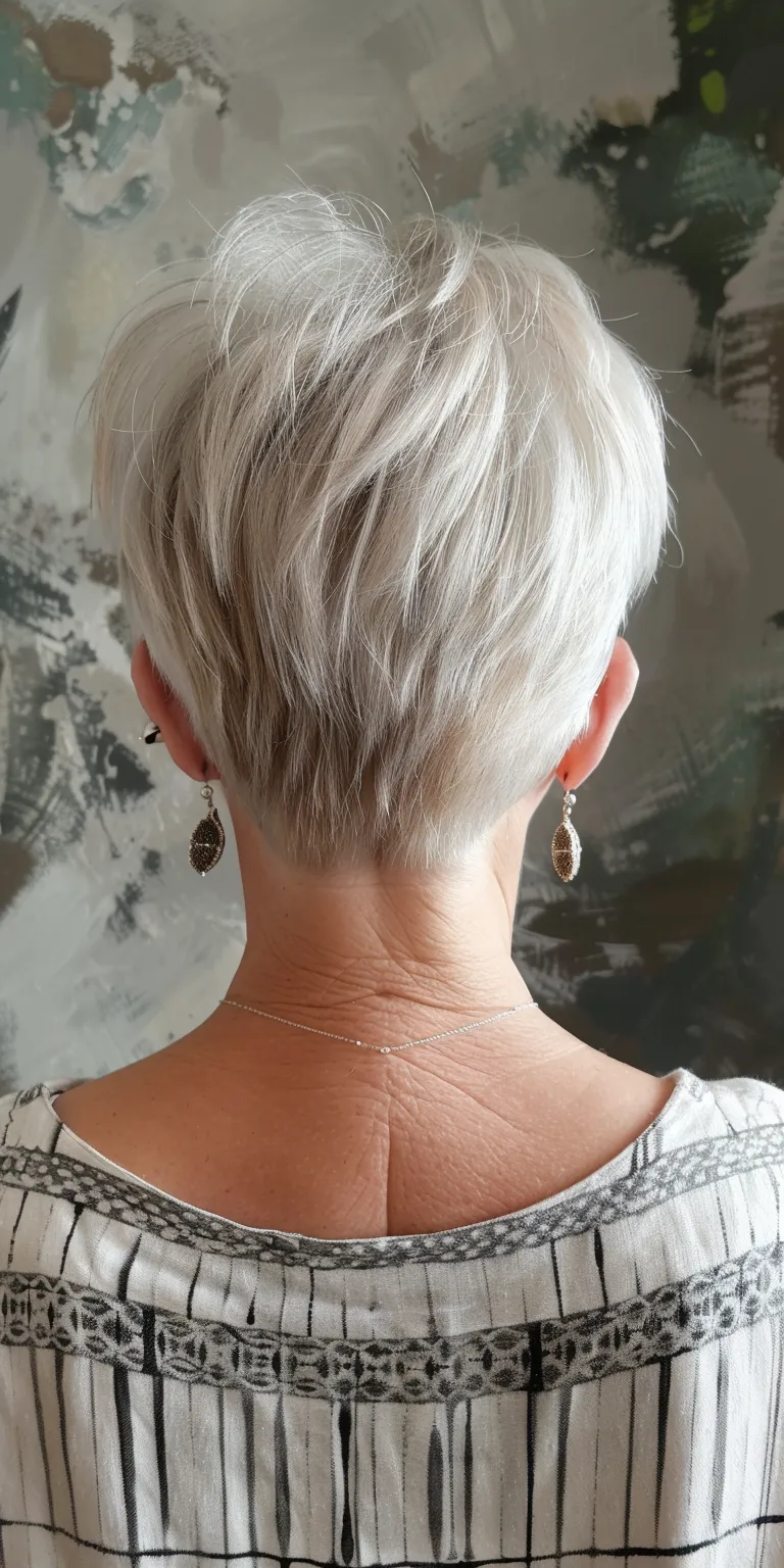 pixie haircuts for older women Asymmetric cut, Short brush Pixie Digital perm, Pompadour