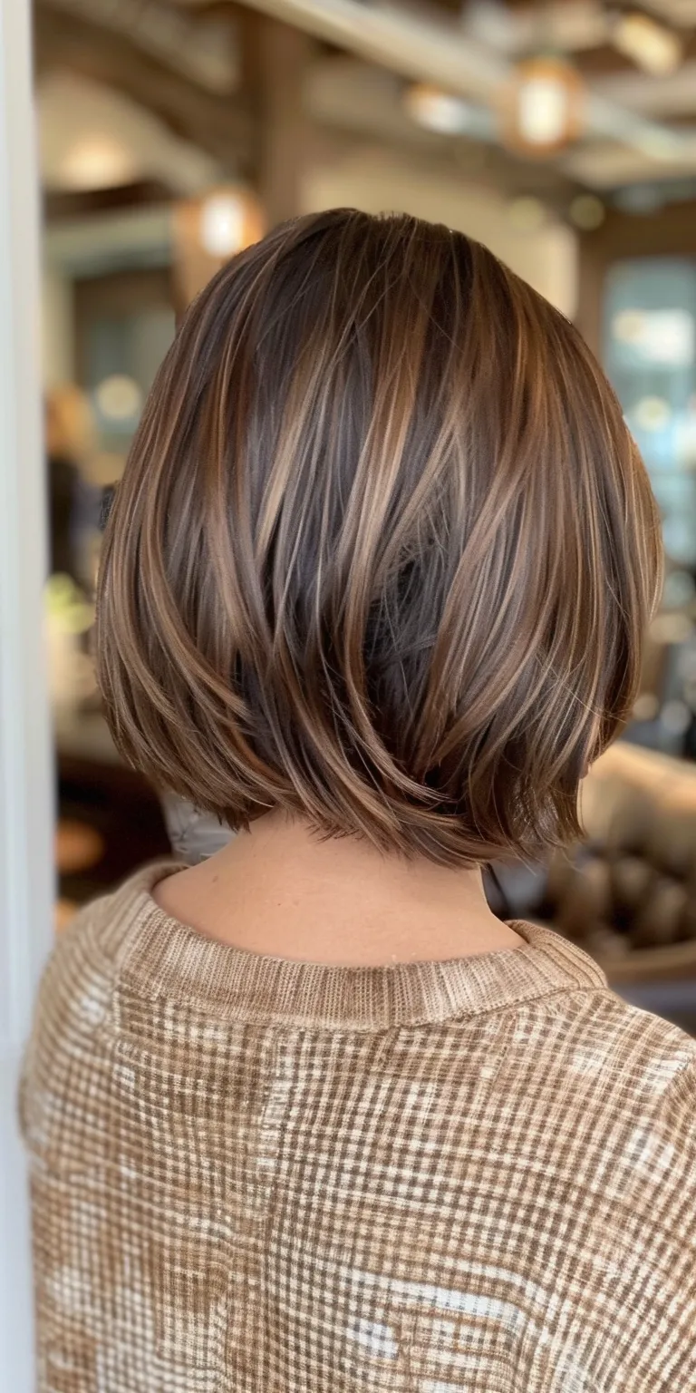 layered bob haircuts Asymmetric cut, Layered hair, Short brush Bob Professional cut