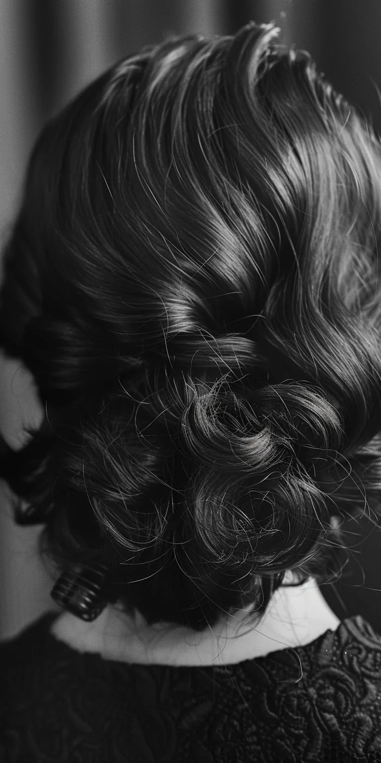 hair styling tools Finger wave, Ringlets, Chignon, Milkmaid braid, Updo