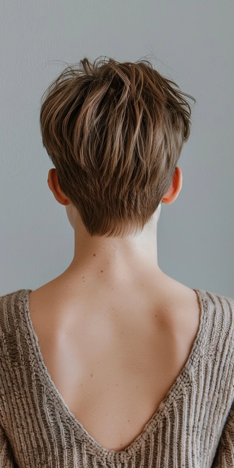 short thin hairstyles Asymmetric cut, Pixie Short brush Chignon, Layered hair